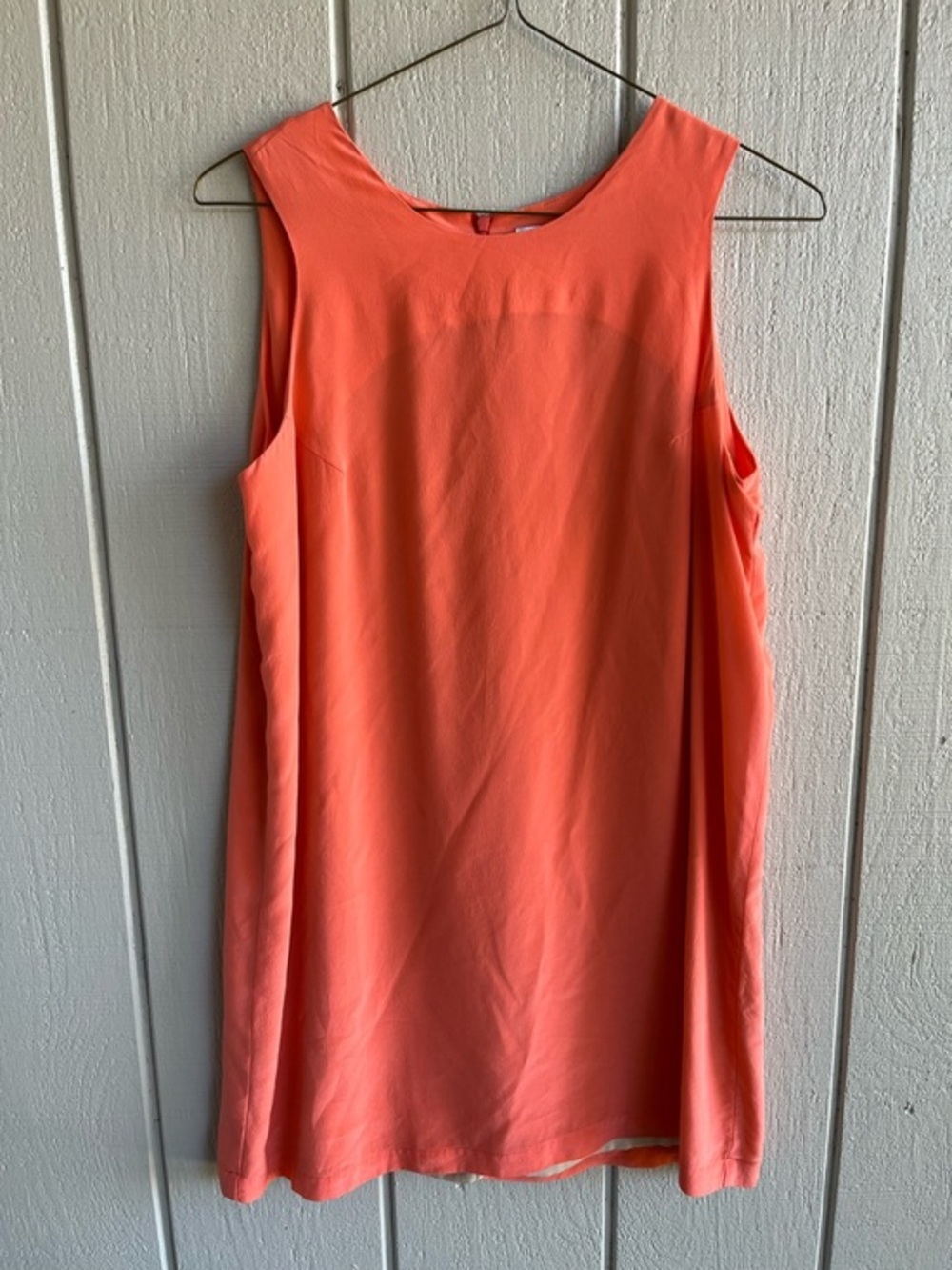 Amanda Uprichard Silk Coral Orange Sleeveless‎ Shift Mini Dress Size L